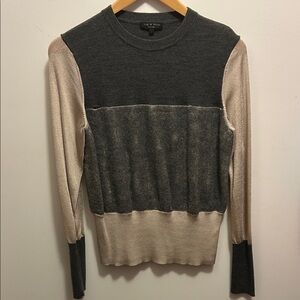 Rag & Bone Two-Tone Sweater in Black and Cream 100% merino wool